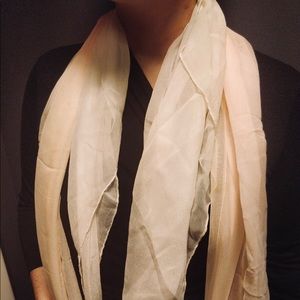 Pair of sheer silk scarves (1 pink, 1 white)